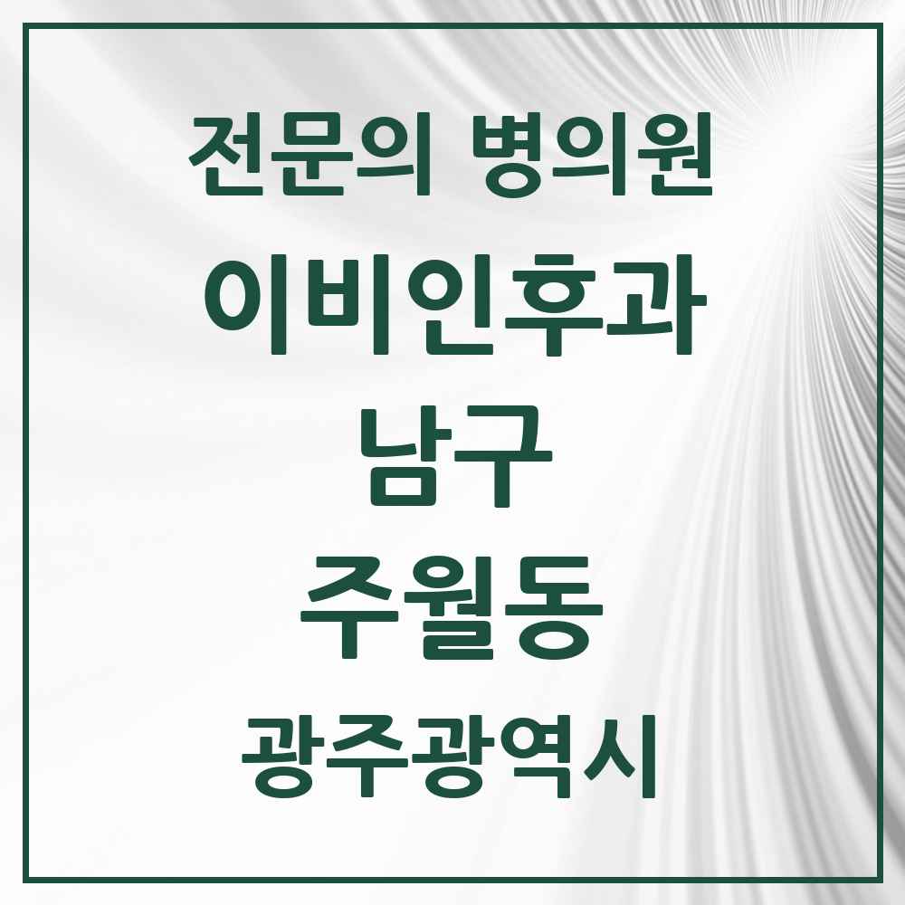 2025 광주광역시 남구 주월동 이비인후과 전문의 의원·병원 목록 2곳