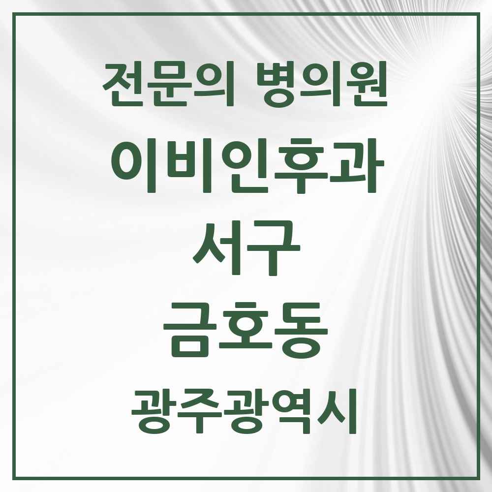2025 광주광역시 서구 금호동 이비인후과 전문의 의원·병원 목록 4곳