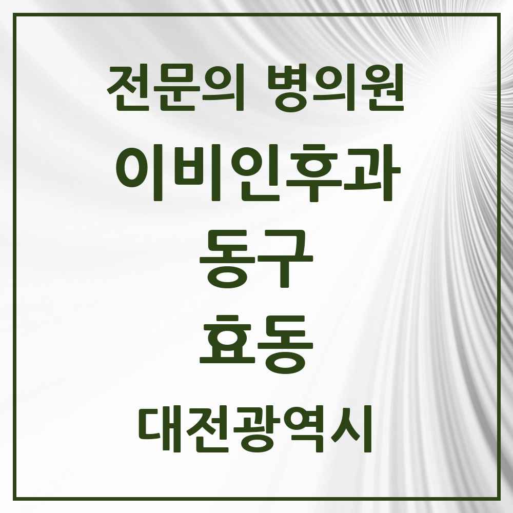 2025 대전광역시 동구 효동 이비인후과 전문의 의원·병원 목록 1곳