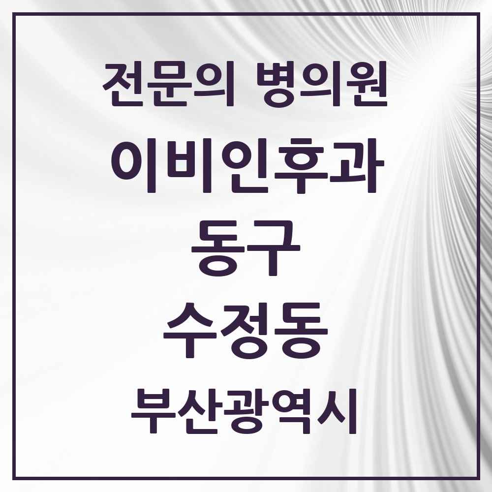 2025 부산광역시 동구 수정동 이비인후과 전문의 의원·병원 목록 2곳