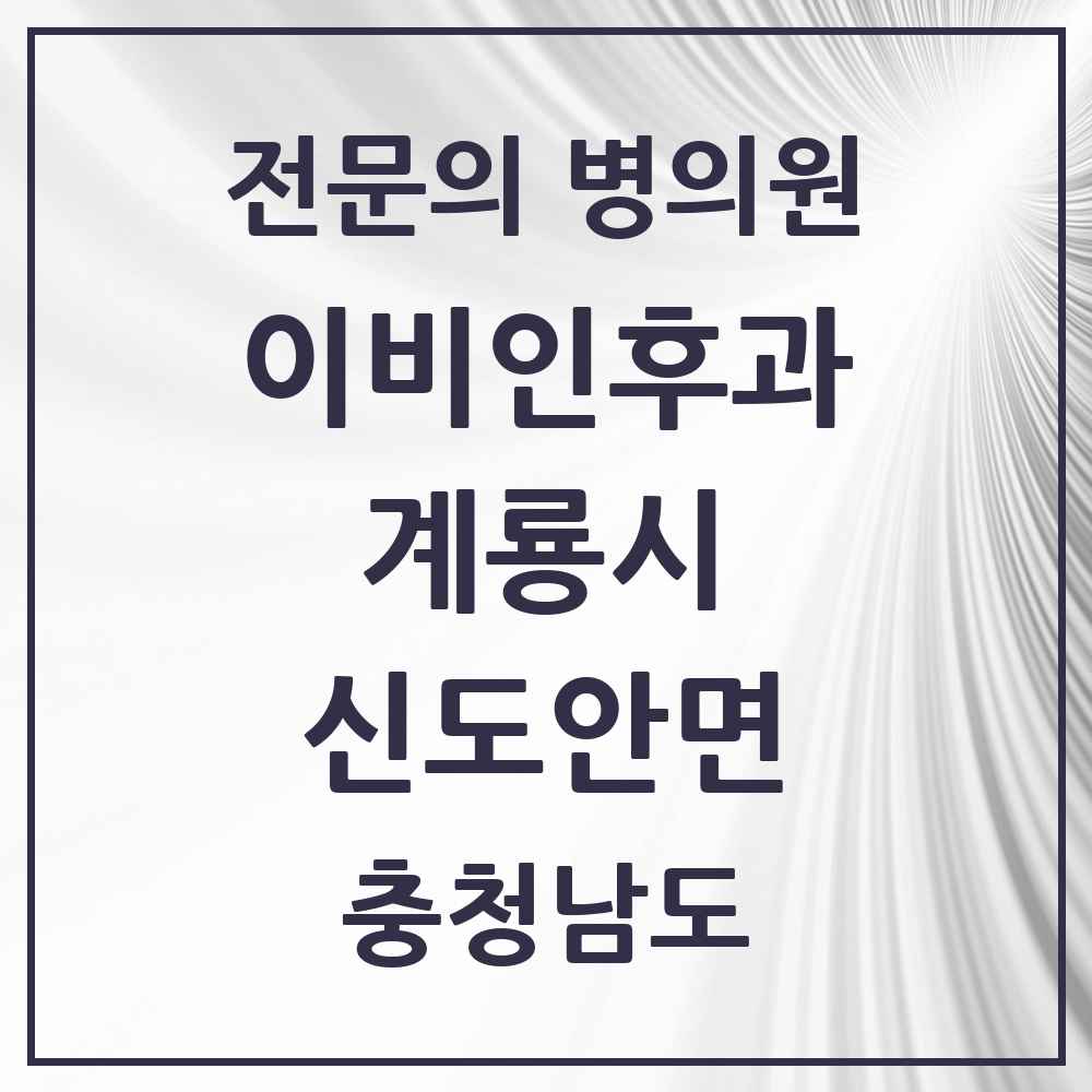 2025 충청남도 계룡시 신도안면 이비인후과 전문의 의원·병원 목록 1곳