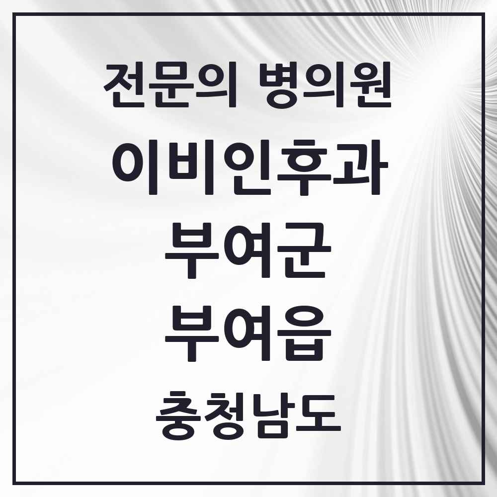 2025 충청남도 부여군 부여읍 이비인후과 전문의 의원·병원 목록 2곳
