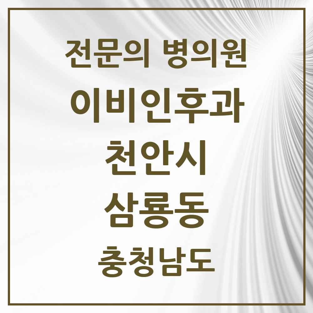 2025 충청남도 천안시 삼룡동 이비인후과 전문의 의원·병원 목록 1곳
