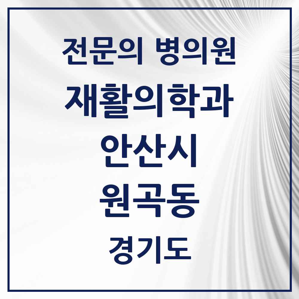 2025 경기도 안산시 원곡동 재활의학과 전문의 의원·병원 목록 1곳