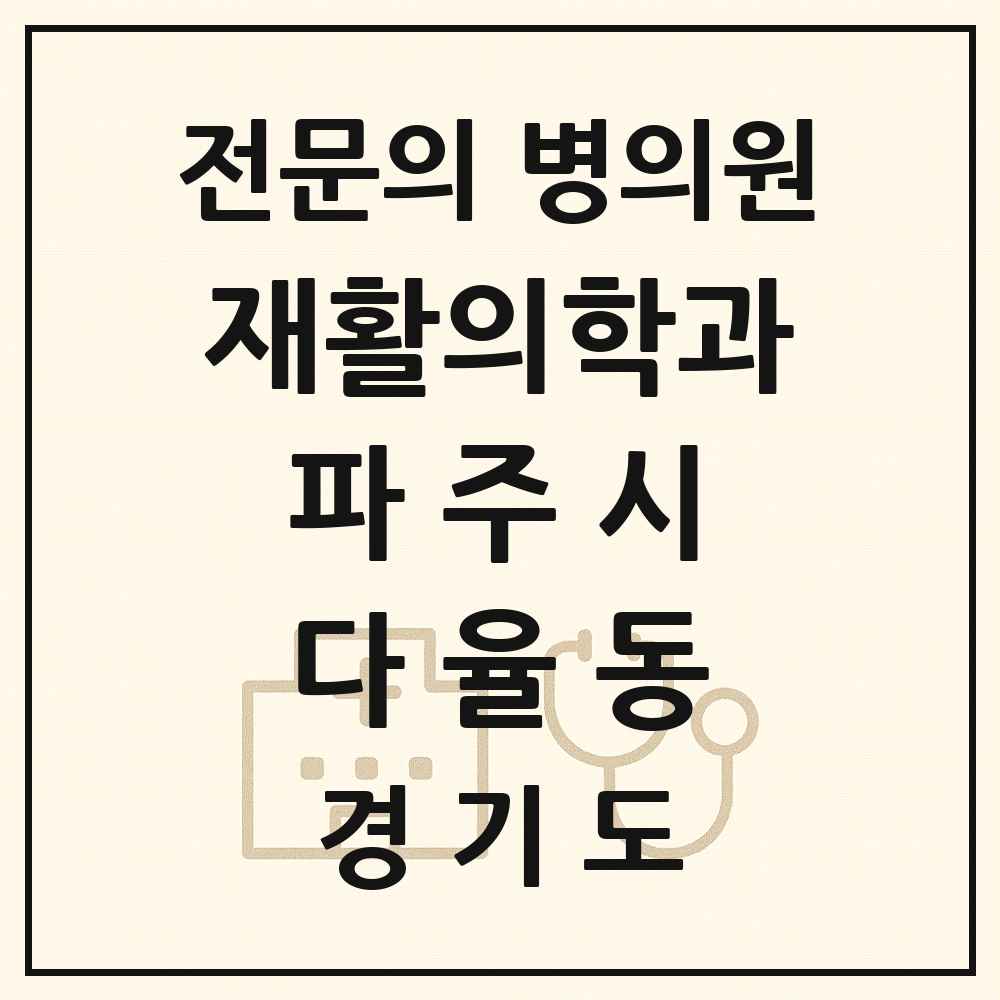 2025 경기도 파주시 다율동 재활의학과 전문의 의원·병원 목록 1곳
