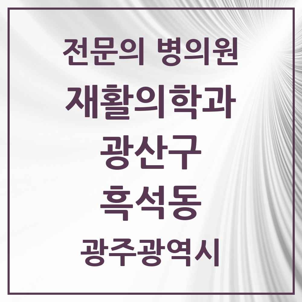 2025 광주광역시 광산구 흑석동 재활의학과 전문의 의원·병원 목록 1곳