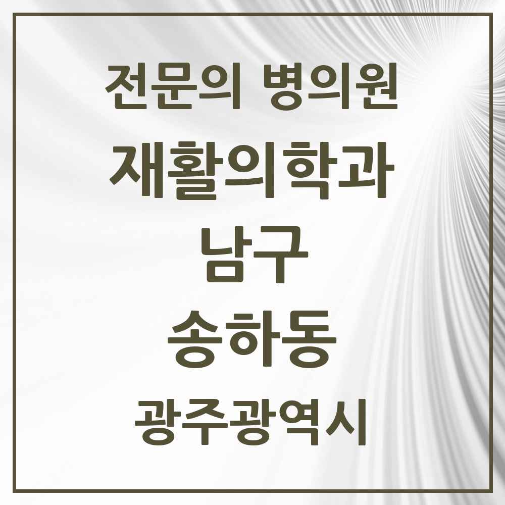2025 광주광역시 남구 송하동 재활의학과 전문의 의원·병원 목록 1곳