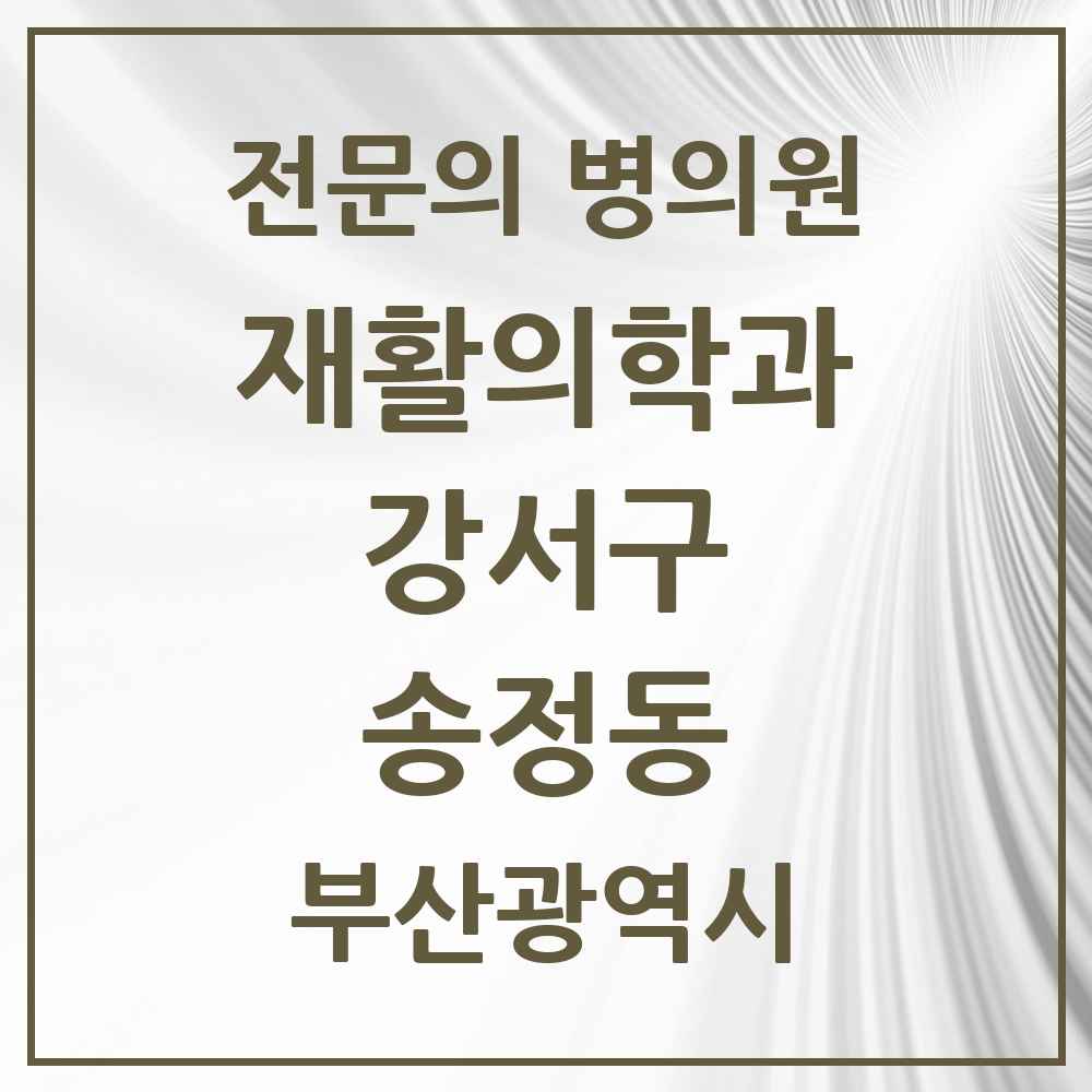 2025 부산광역시 강서구 송정동 재활의학과 전문의 의원·병원 목록 1곳