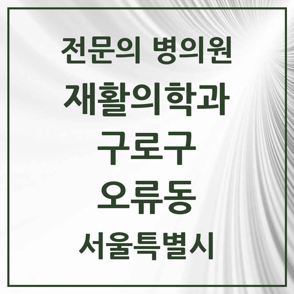 2025 서울특별시 구로구 오류동 재활의학과 전문의 의원·병원 목록 3곳