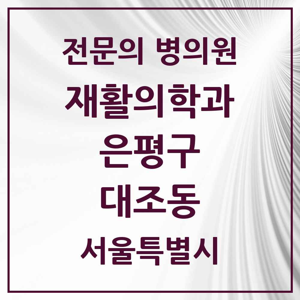 2025 서울특별시 은평구 대조동 재활의학과 전문의 의원·병원 목록 1곳