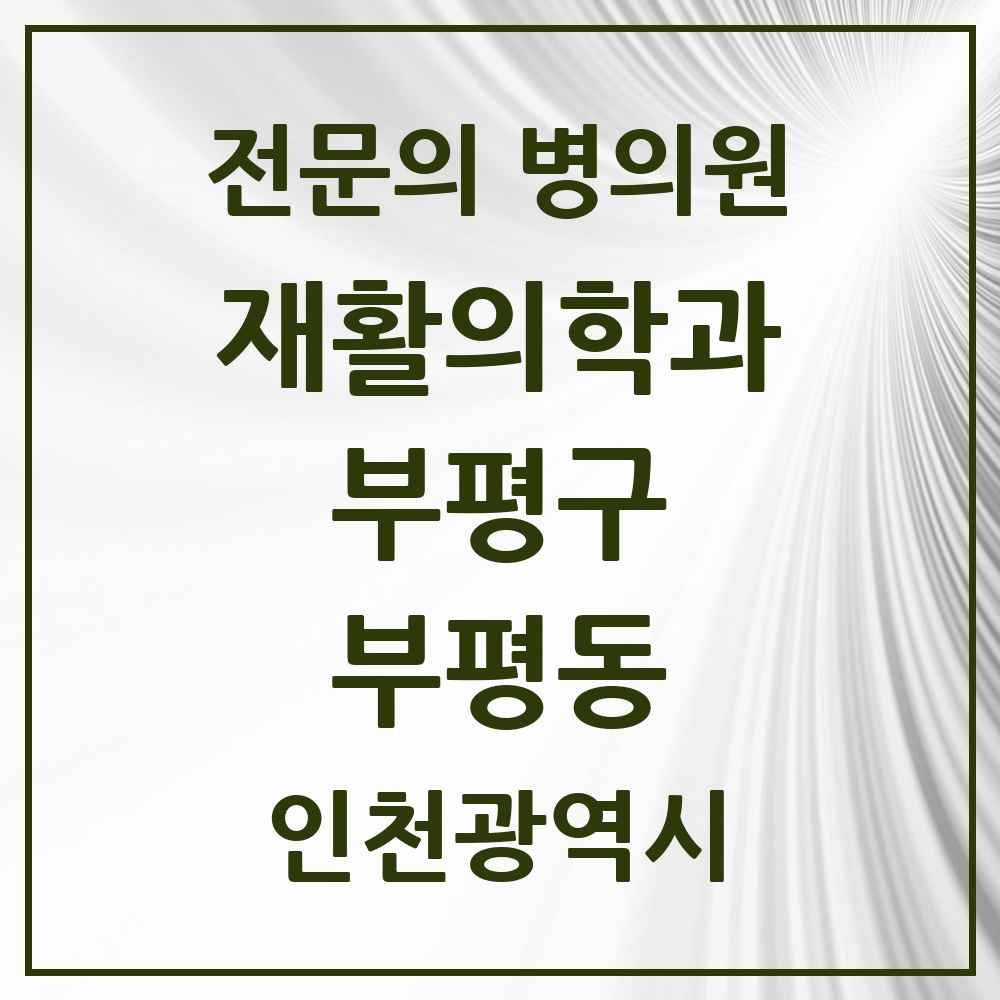 2025 인천광역시 부평구 부평동 재활의학과 전문의 의원·병원 목록 6곳