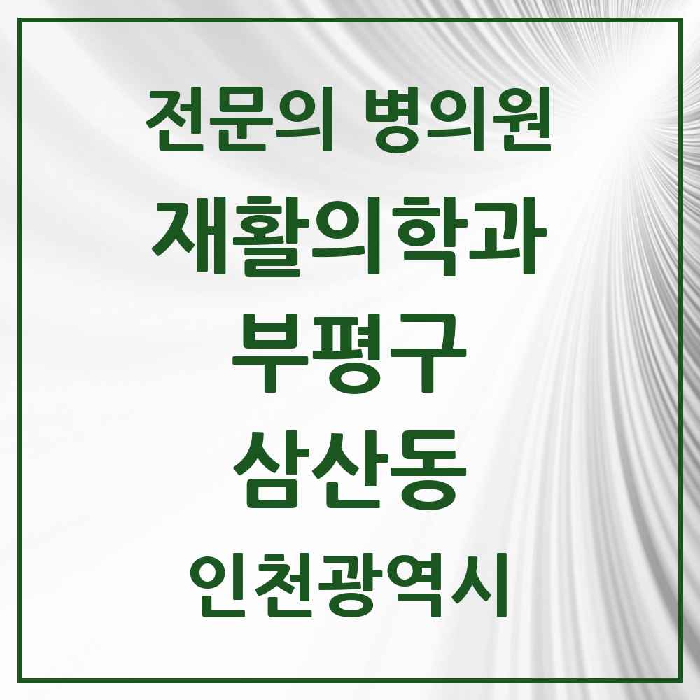 2025 인천광역시 부평구 삼산동 재활의학과 전문의 의원·병원 목록 2곳