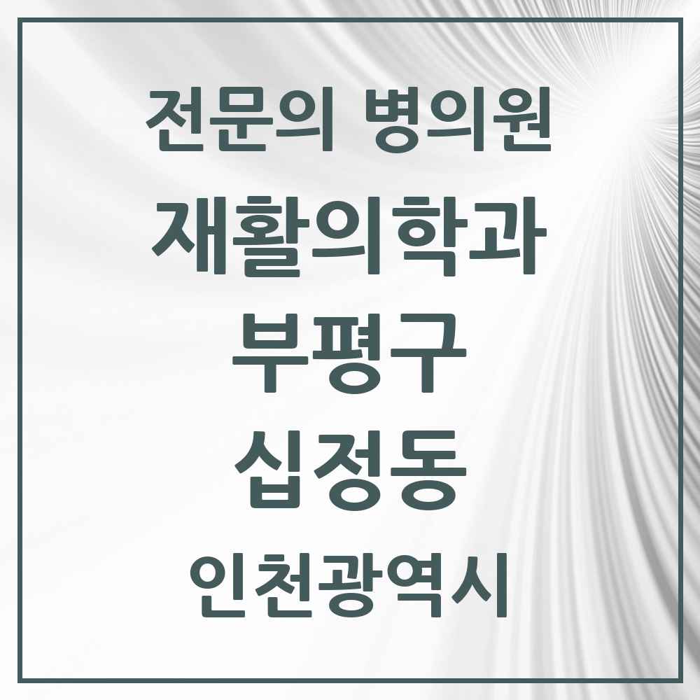2025 인천광역시 부평구 십정동 재활의학과 전문의 의원·병원 목록 2곳