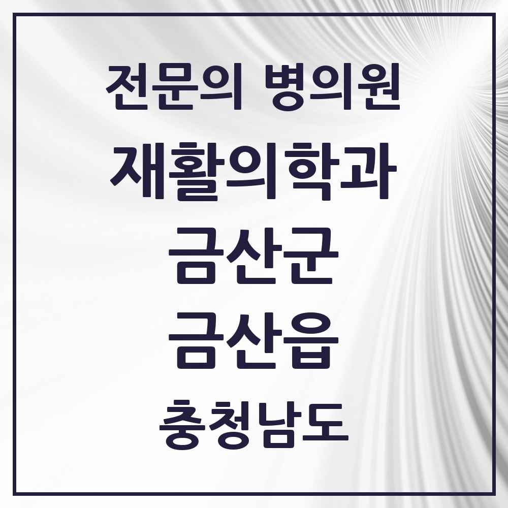 2025 충청남도 금산군 금산읍 재활의학과 전문의 의원·병원 목록 2곳