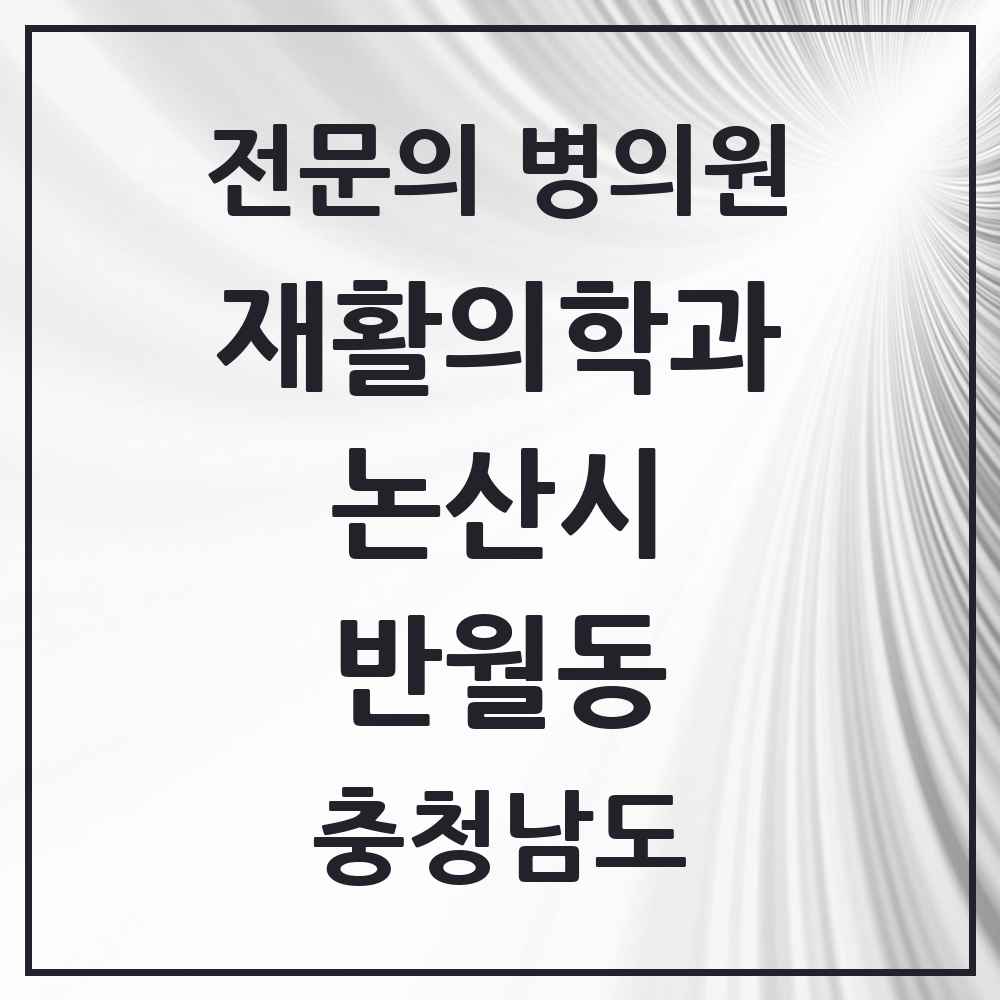 2025 충청남도 논산시 반월동 재활의학과 전문의 의원·병원 목록 1곳
