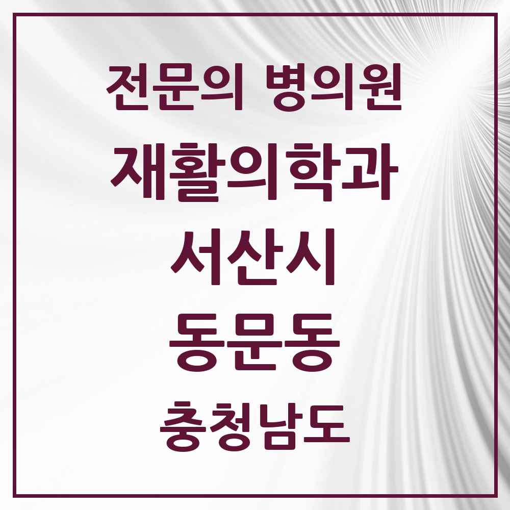 2025 충청남도 서산시 동문동 재활의학과 전문의 의원·병원 목록 1곳