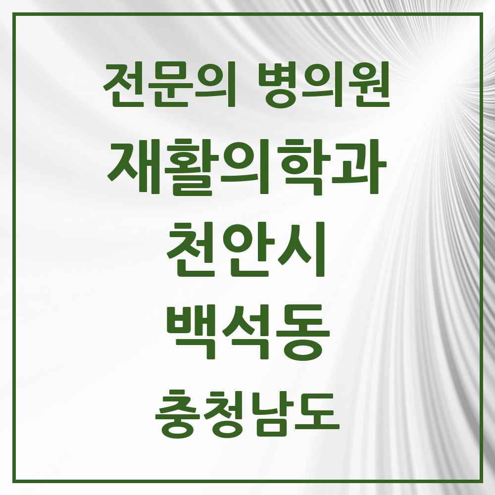 2025 충청남도 천안시 백석동 재활의학과 전문의 의원·병원 목록 1곳