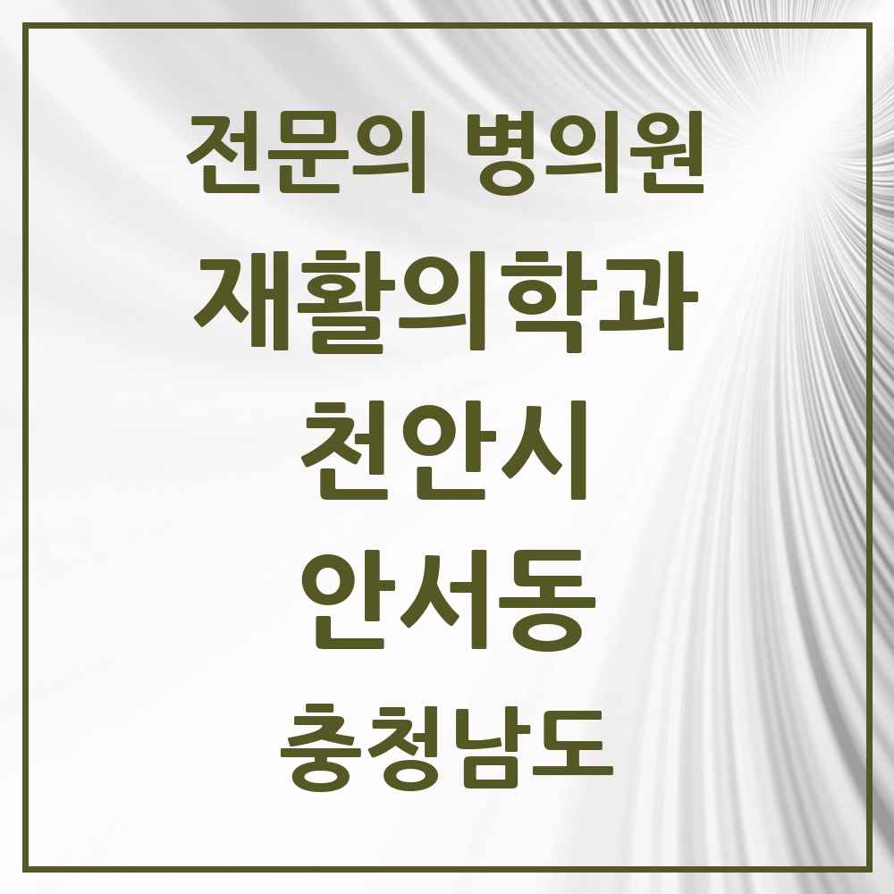 2025 충청남도 천안시 안서동 재활의학과 전문의 의원·병원 목록 1곳
