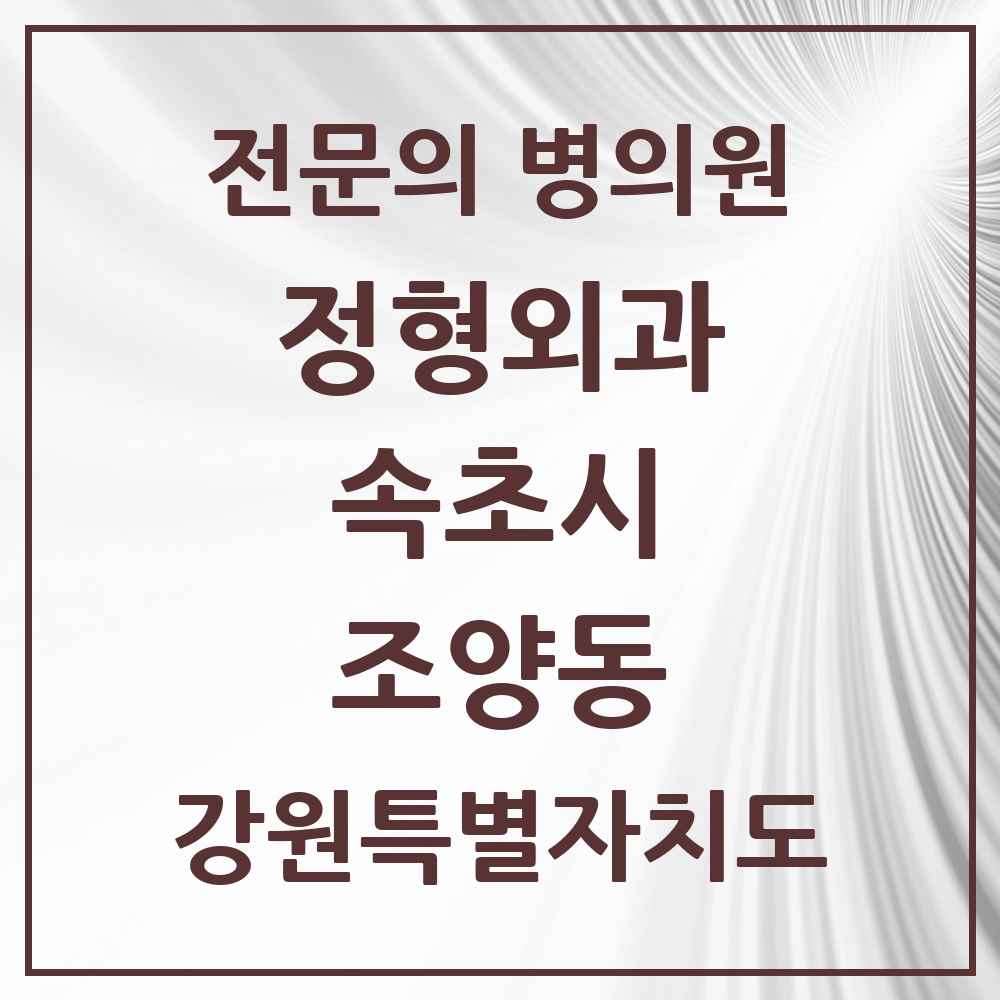 2025 강원특별자치도 속초시 조양동 정형외과 전문의 의원·병원 목록 1곳