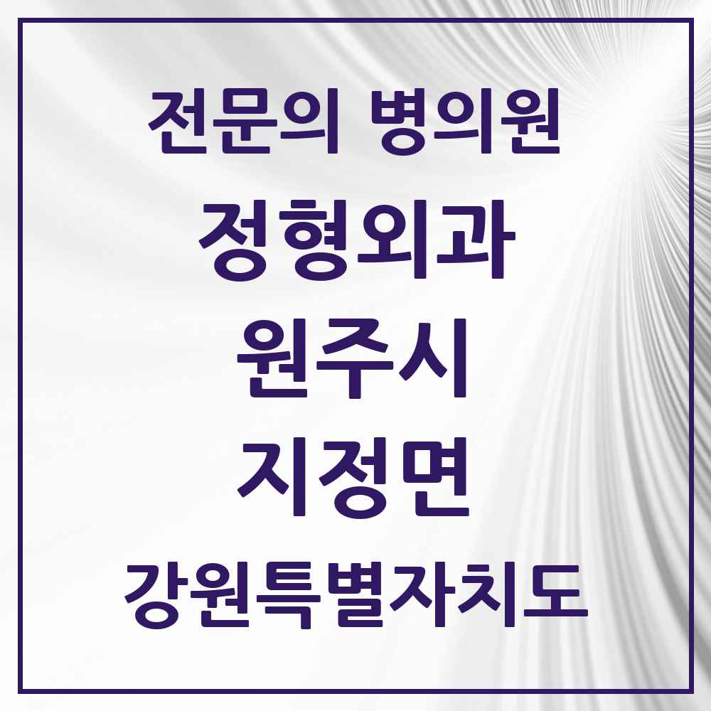 2025 강원특별자치도 원주시 지정면 정형외과 전문의 의원·병원 목록 1곳