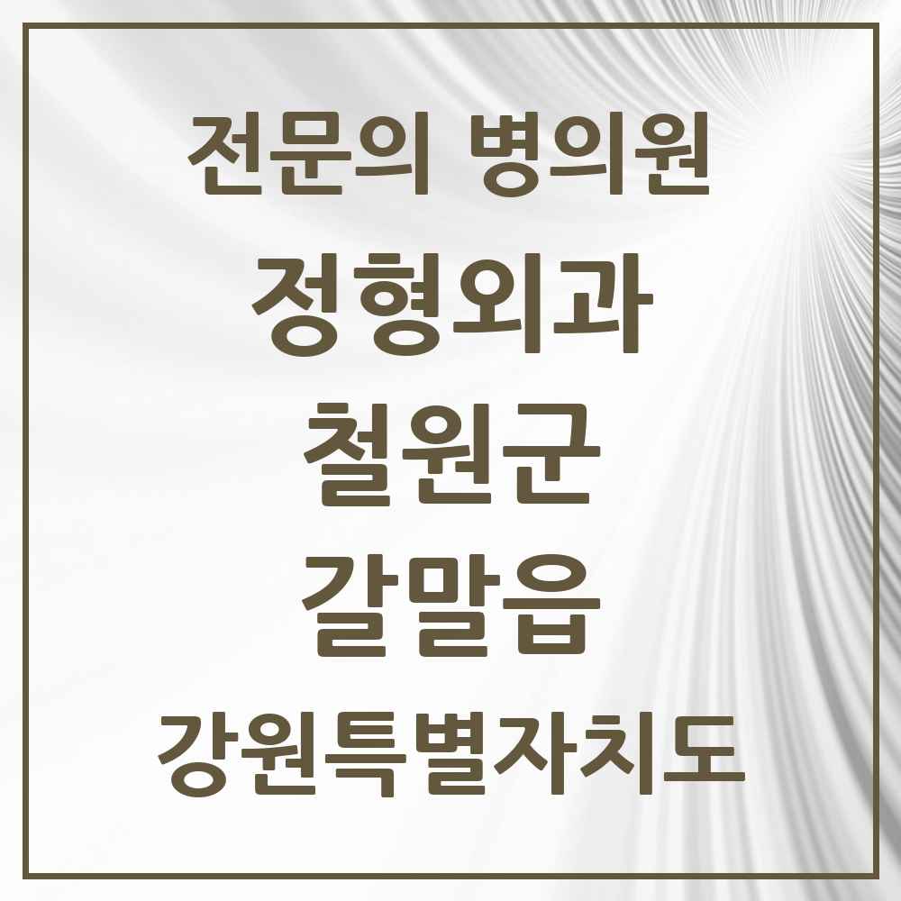 2025 갈말읍 정형외과 전문의 의원·병원 모음 1곳 | 강원특별자치도 철원군 추천 리스트