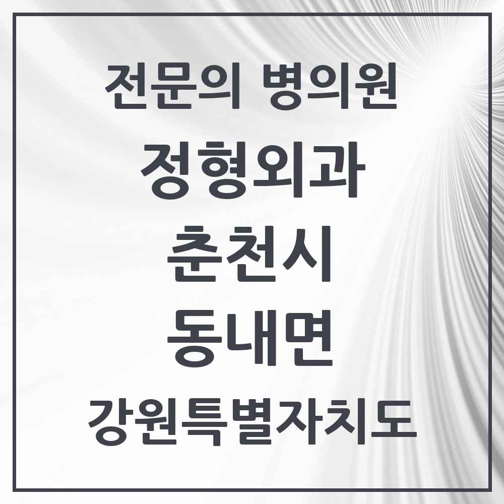 2025 강원특별자치도 춘천시 동내면 정형외과 전문의 의원·병원 목록 1곳