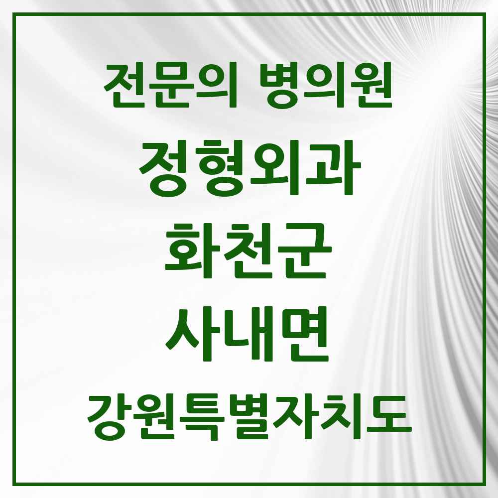 2025 강원특별자치도 화천군 사내면 정형외과 전문의 의원·병원 목록 1곳