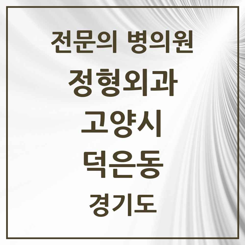2025 경기도 고양시 덕은동 정형외과 전문의 의원·병원 목록 1곳