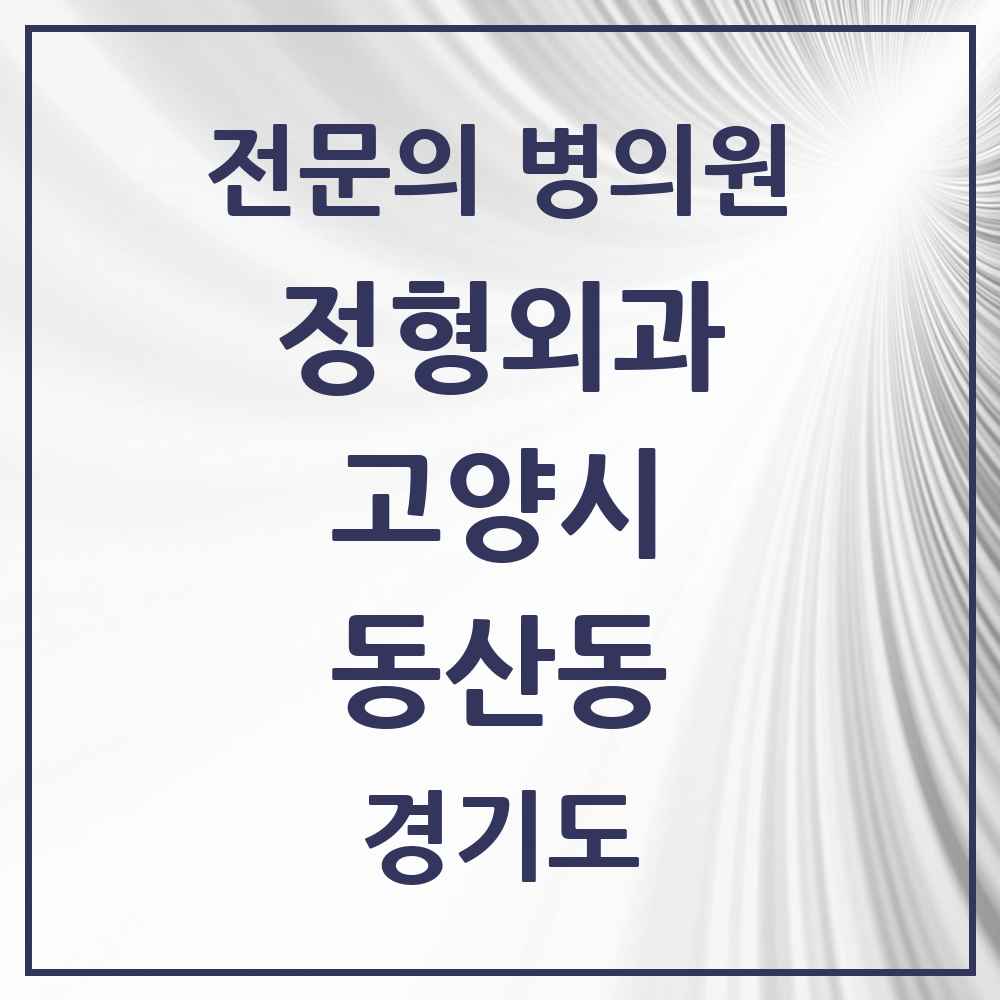 2025 경기도 고양시 동산동 정형외과 전문의 의원·병원 목록 2곳