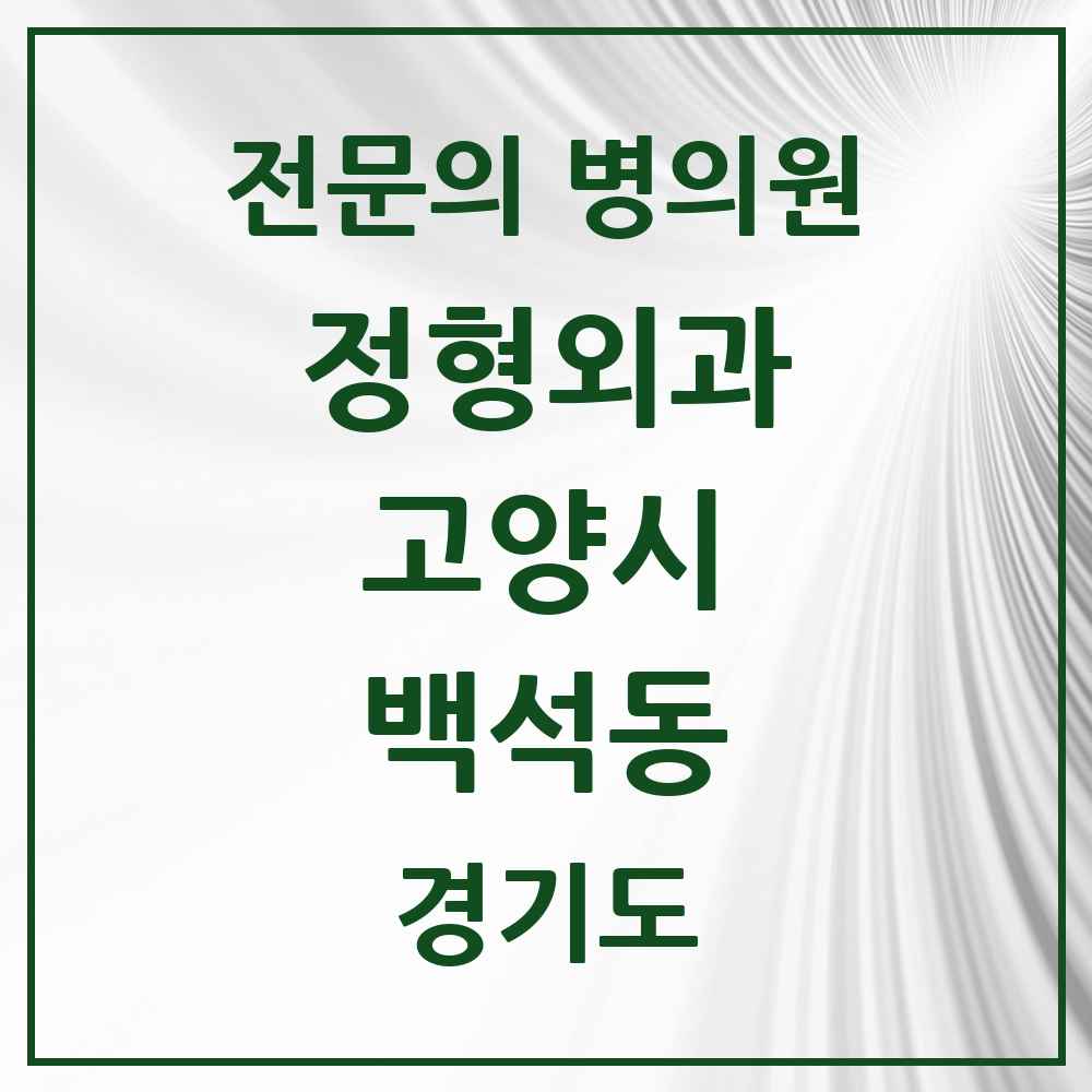 2025 경기도 고양시 백석동 정형외과 전문의 의원·병원 목록 3곳