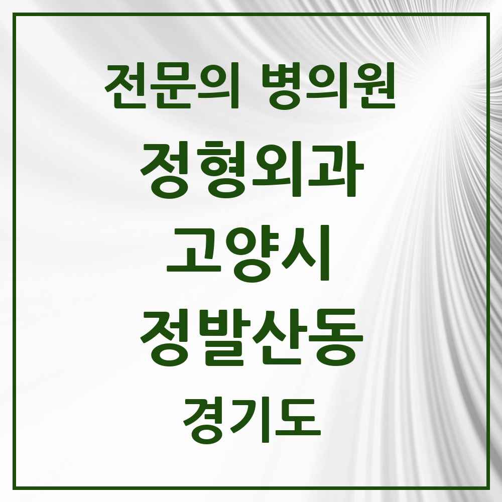 2025 경기도 고양시 정발산동 정형외과 전문의 의원·병원 목록 1곳