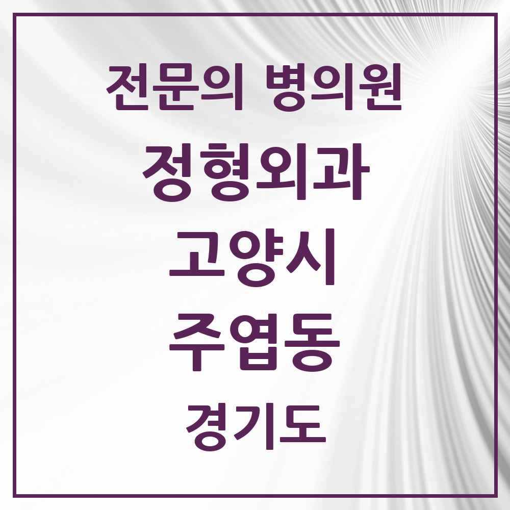 2025 경기도 고양시 주엽동 정형외과 전문의 의원·병원 목록 7곳