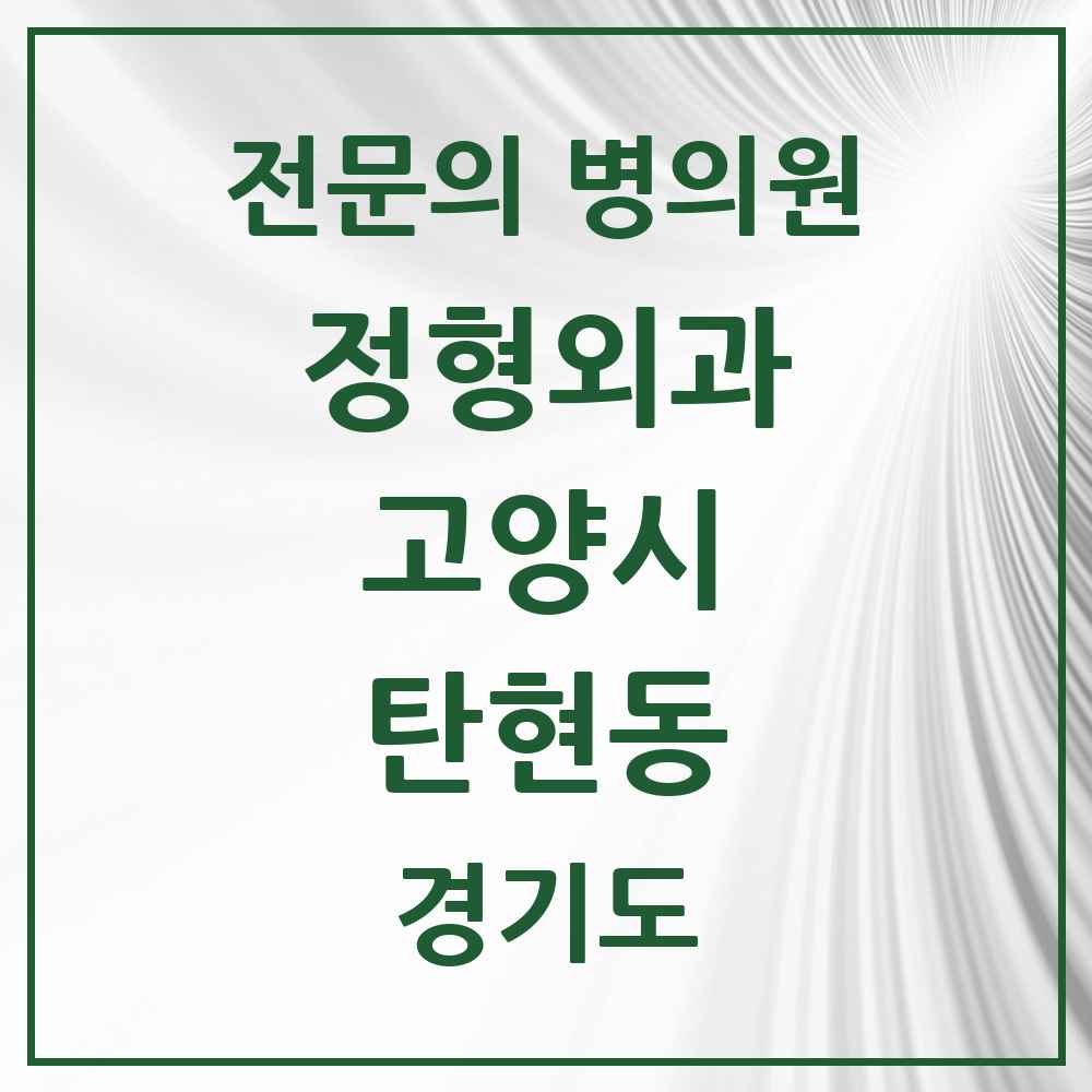 2025 경기도 고양시 탄현동 정형외과 전문의 의원·병원 목록 3곳