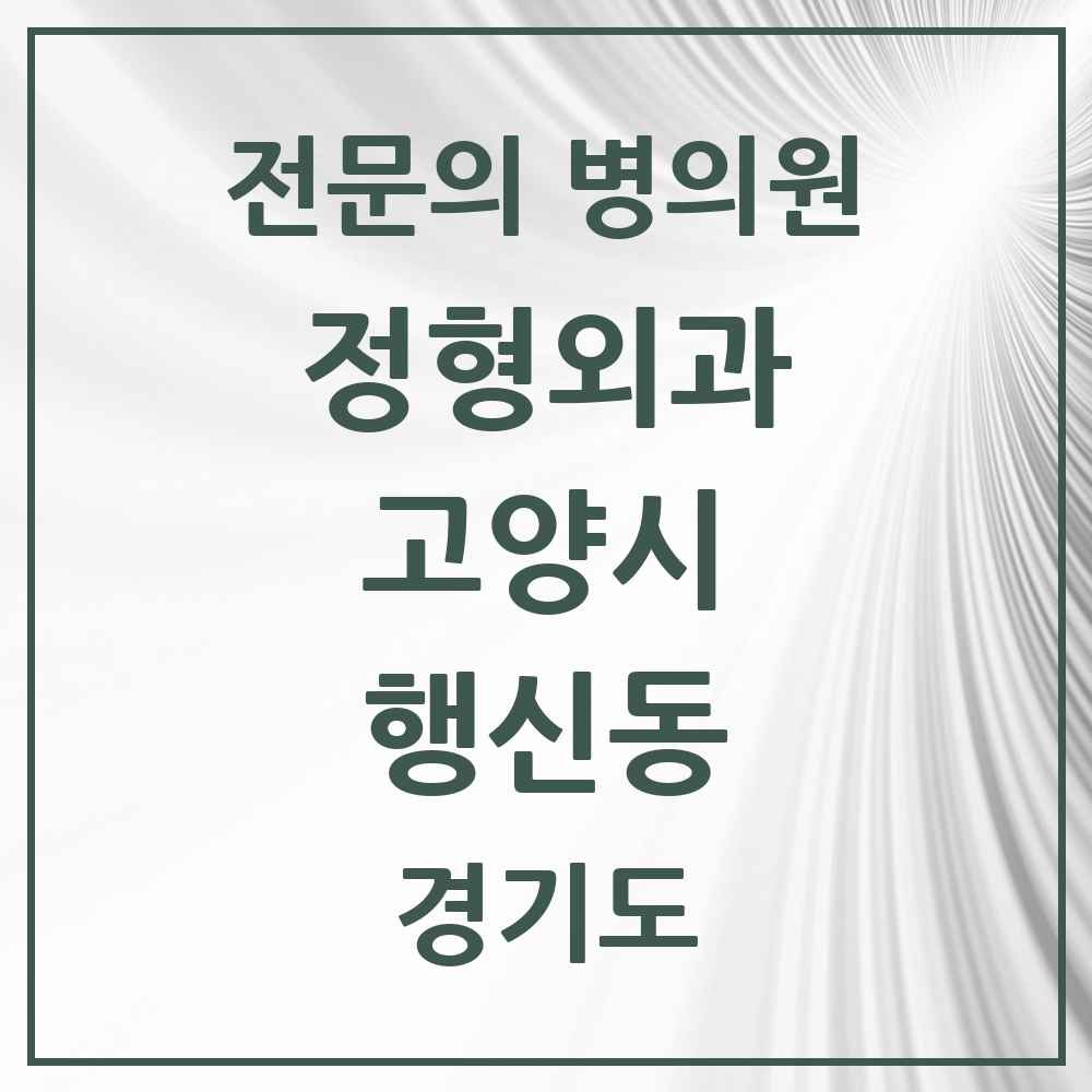 2025 경기도 고양시 행신동 정형외과 전문의 의원·병원 목록 9곳