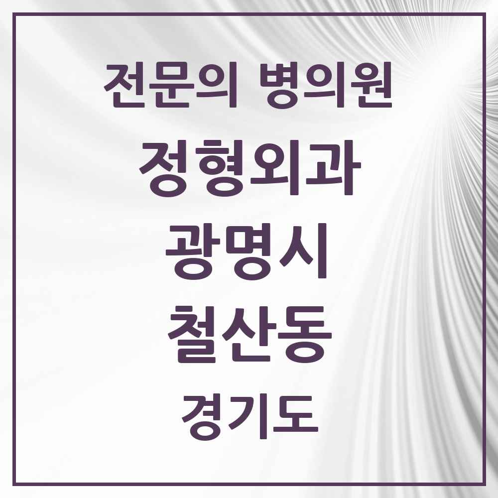2025 경기도 광명시 철산동 정형외과 전문의 의원·병원 목록 8곳