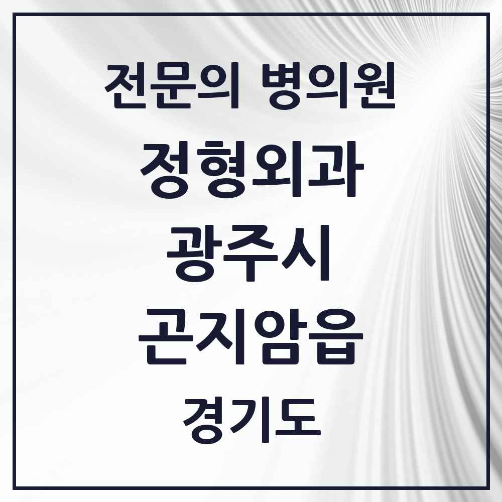 2025 경기도 광주시 곤지암읍 정형외과 전문의 의원·병원 목록 2곳