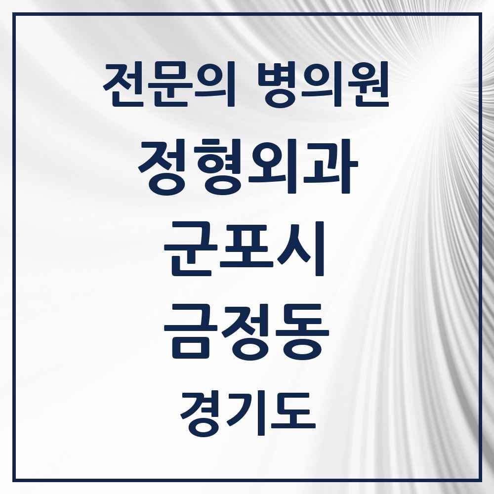 2025 경기도 군포시 금정동 정형외과 전문의 의원·병원 목록 2곳