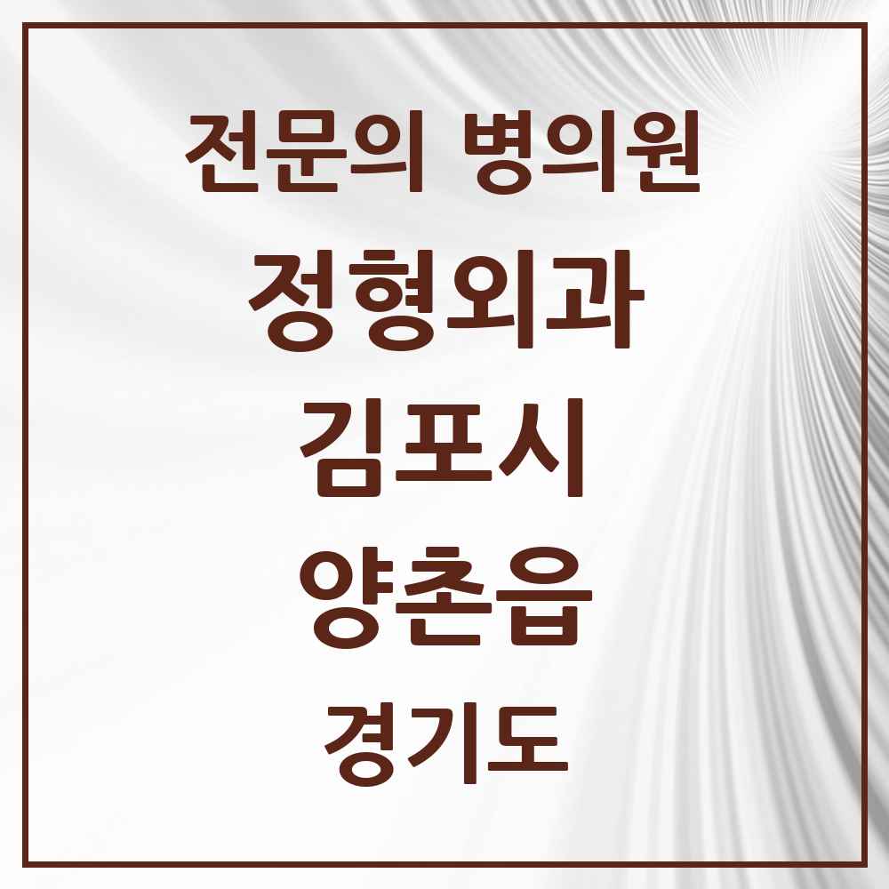 2025 경기도 김포시 양촌읍 정형외과 전문의 의원·병원 목록 3곳