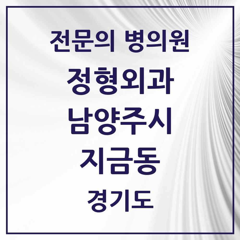 2025 경기도 남양주시 지금동 정형외과 전문의 의원·병원 목록 1곳