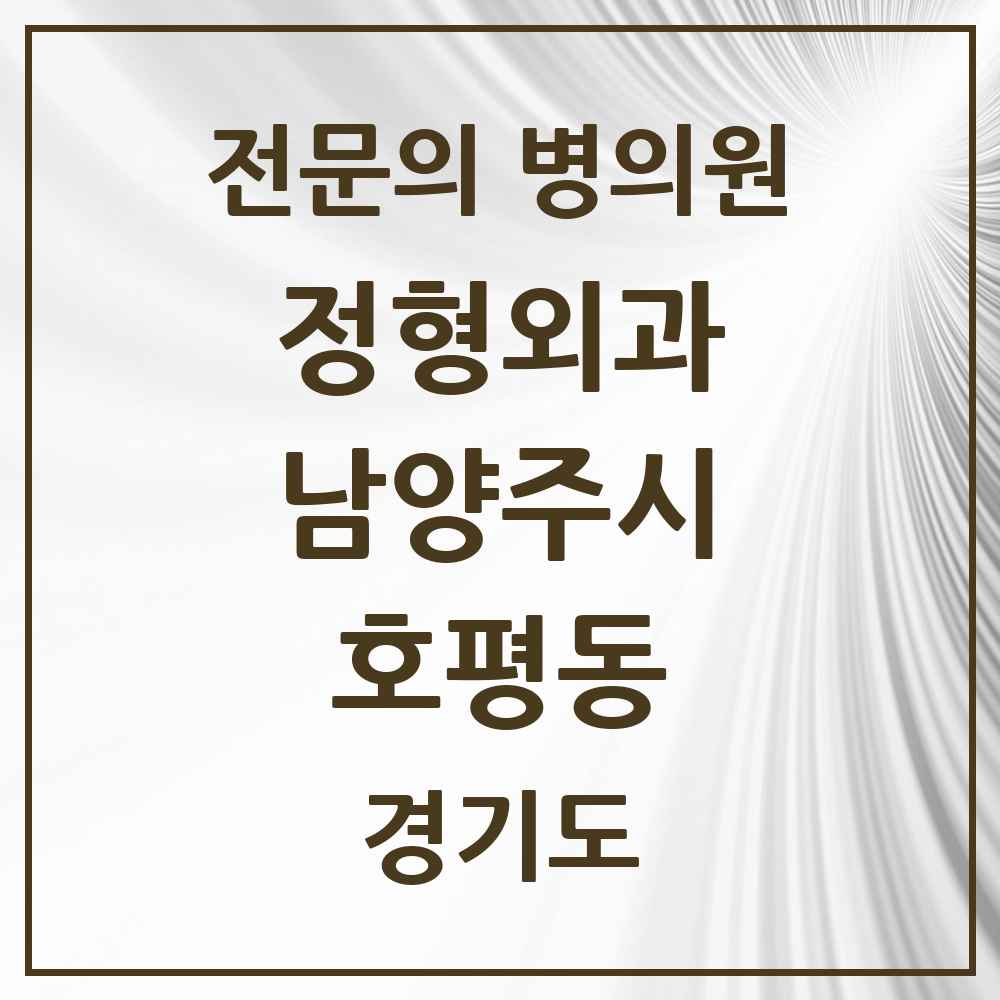 2025 경기도 남양주시 호평동 정형외과 전문의 의원·병원 목록 4곳