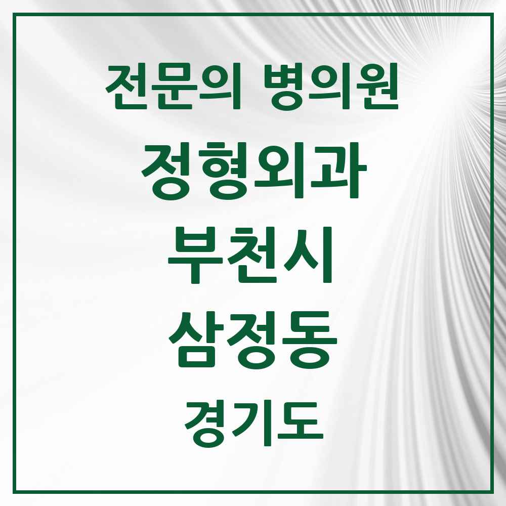 2025 경기도 부천시 삼정동 정형외과 전문의 의원·병원 목록 1곳