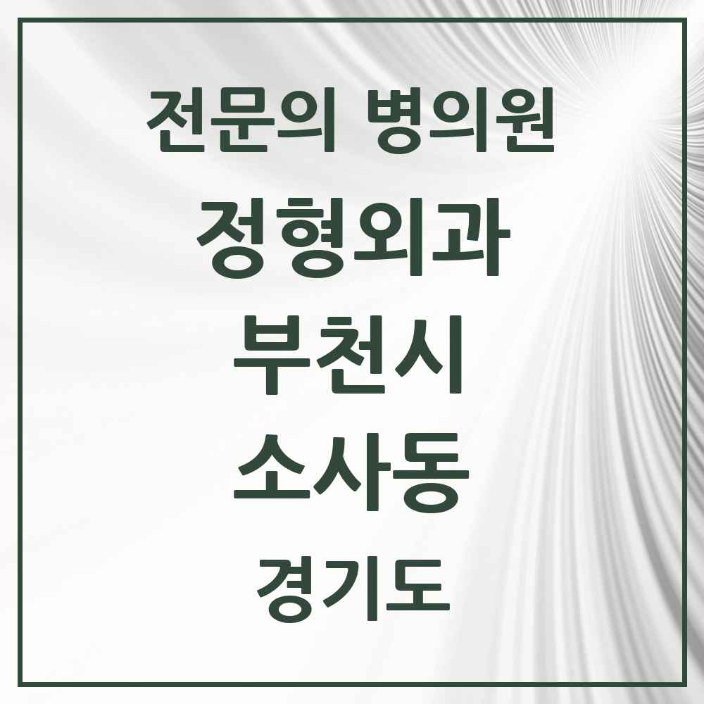 2025 경기도 부천시 소사동 정형외과 전문의 의원·병원 목록 1곳