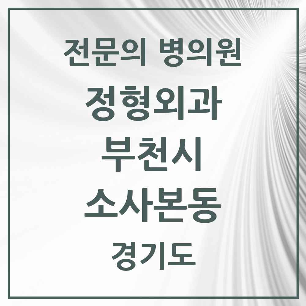 2025 경기도 부천시 소사본동 정형외과 전문의 의원·병원 목록 3곳