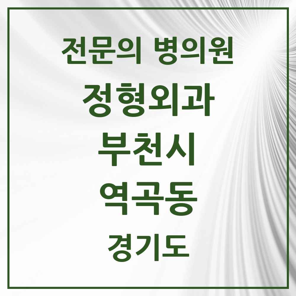 2025 경기도 부천시 역곡동 정형외과 전문의 의원·병원 목록 2곳