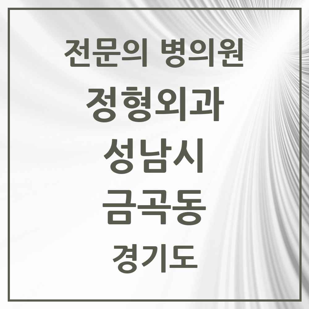 2025 경기도 성남시 금곡동 정형외과 전문의 의원·병원 목록 4곳