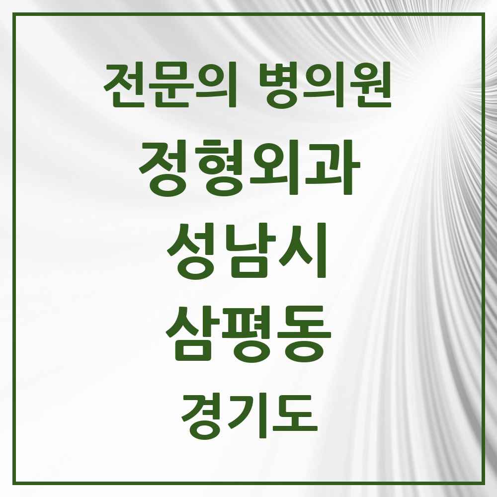 2025 경기도 성남시 삼평동 정형외과 전문의 의원·병원 목록 4곳