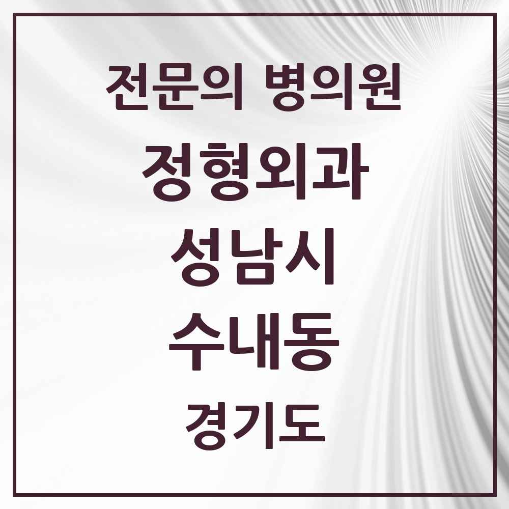 2025 경기도 성남시 수내동 정형외과 전문의 의원·병원 목록 5곳