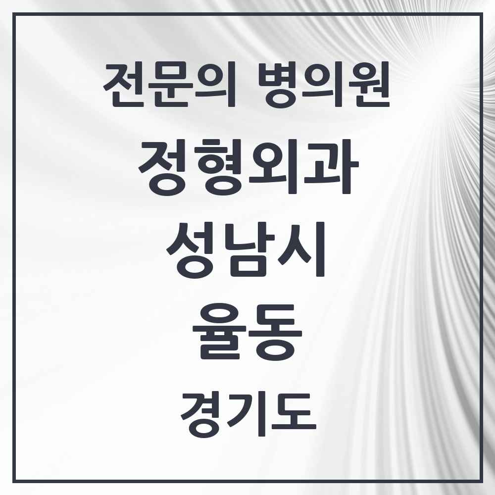 2025 경기도 성남시 율동 정형외과 전문의 의원·병원 목록 1곳
