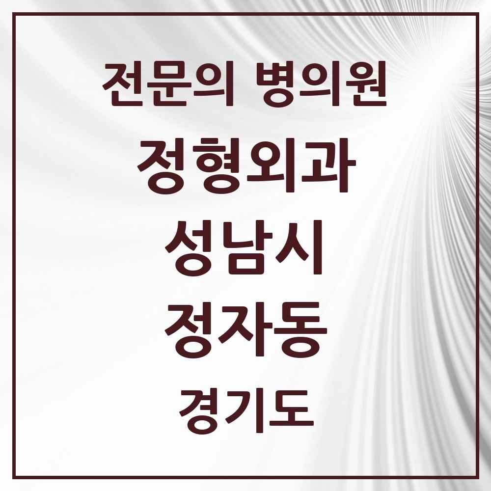 2025 경기도 성남시 정자동 정형외과 전문의 의원·병원 목록 6곳
