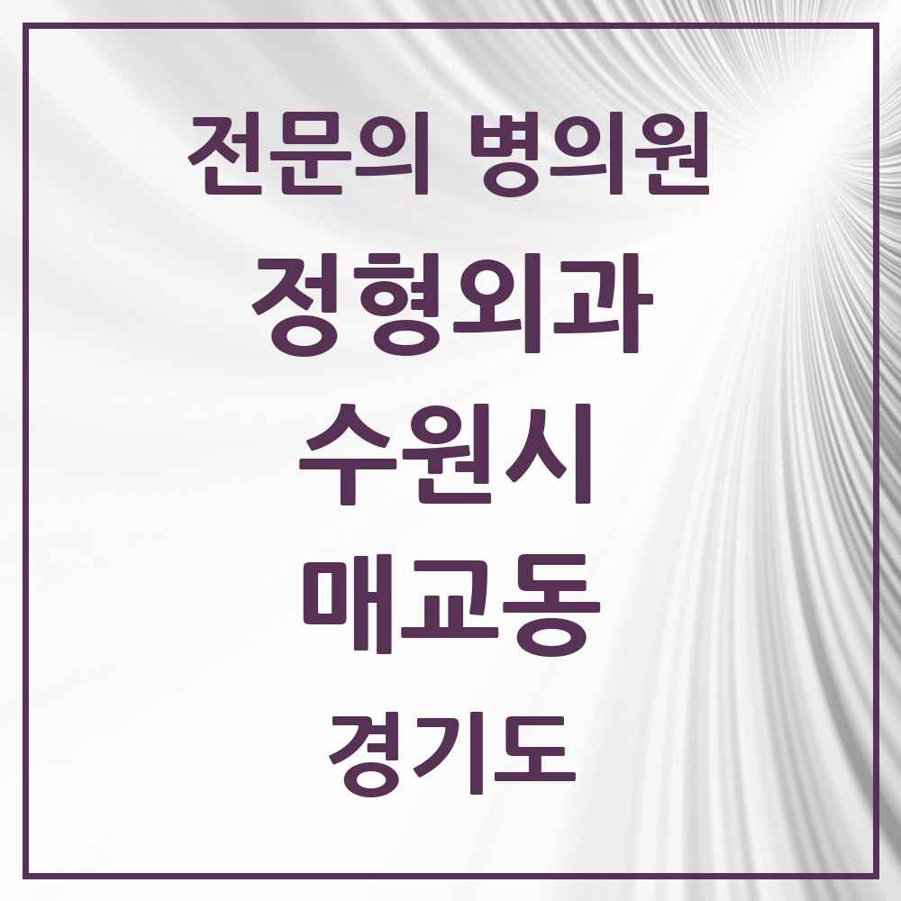 2025 경기도 수원시 매교동 정형외과 전문의 의원·병원 목록 1곳
